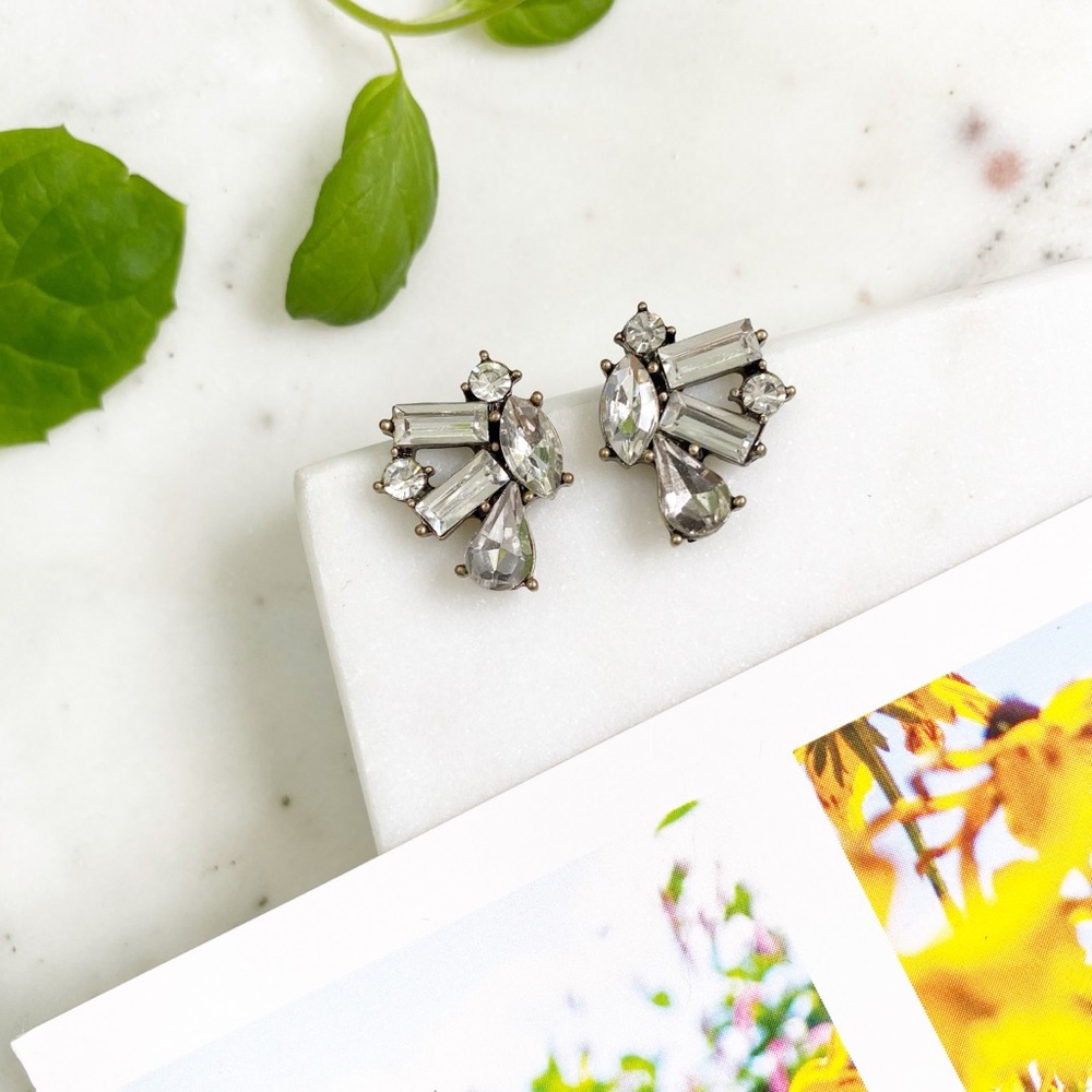 "Melinda" Earrings || Clear Crystal Statement - Picture 3 of 9